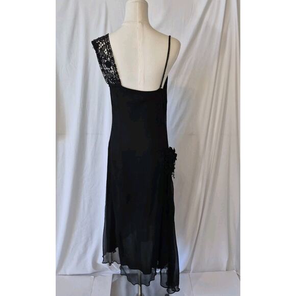 Vintage Collette Dinnigan 100% Silk Black Y2K Gown Dress Medium Embellished - Picture 8 of 12
